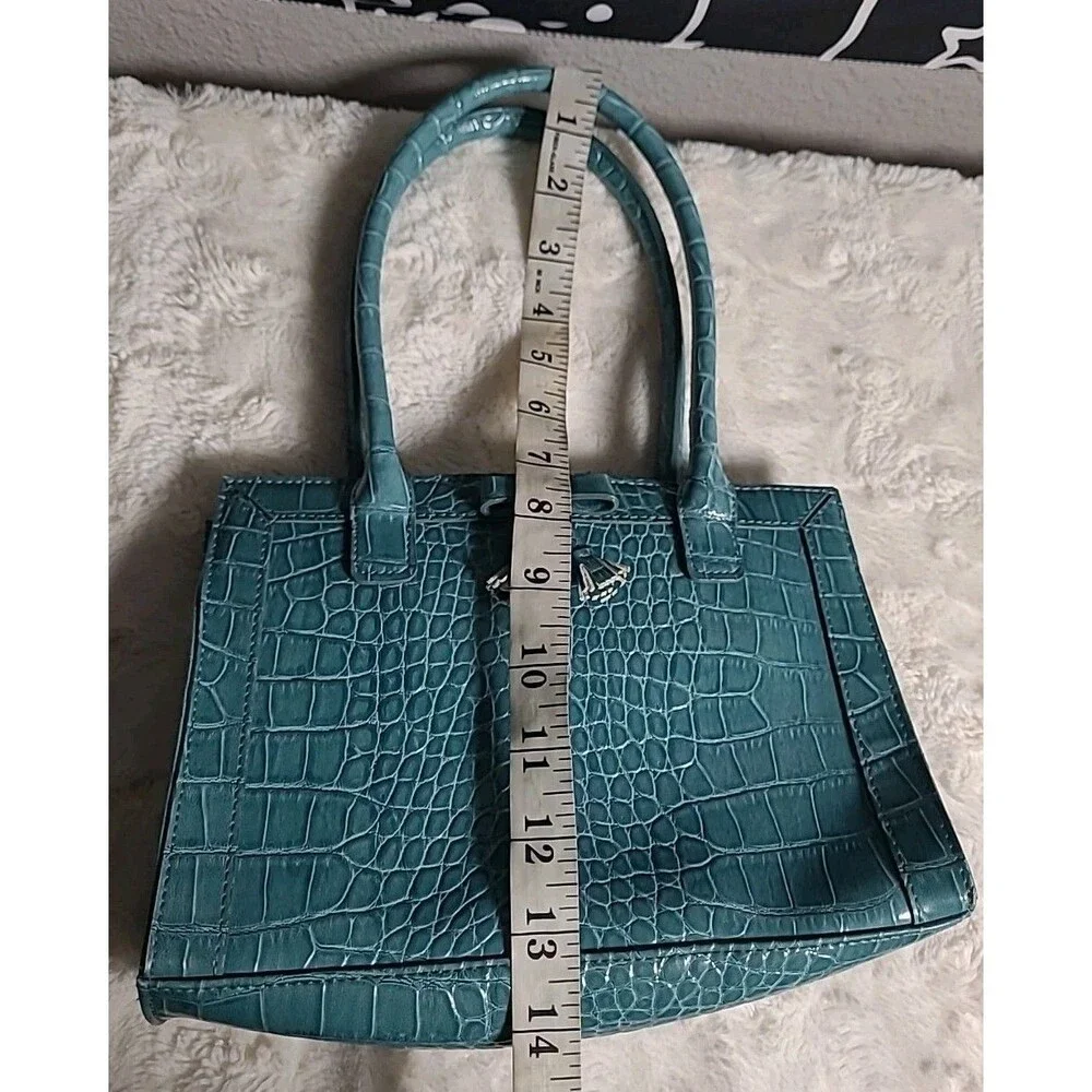 Vintage Liz Claiborne Faux Croc Leather Purse Tote Snap Closure Hippie Boho Y2K